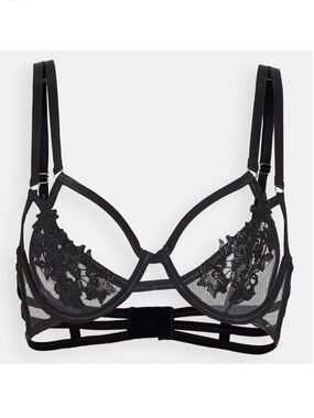 Bluebella Sienna Black Sheer Floral Appliqué Underwire Bra 30D